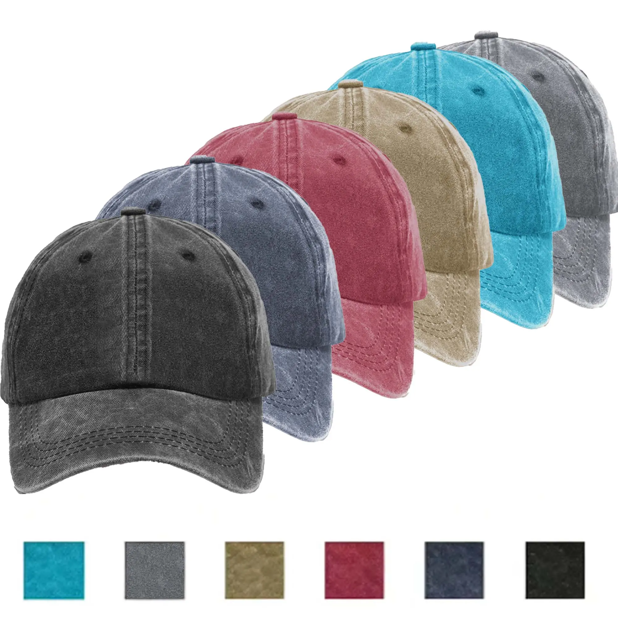 Vintage Washed Baseball Cap Adjustable Distressed Cotton Snapback Unisex Retro Dad Hat Casual Streetwear