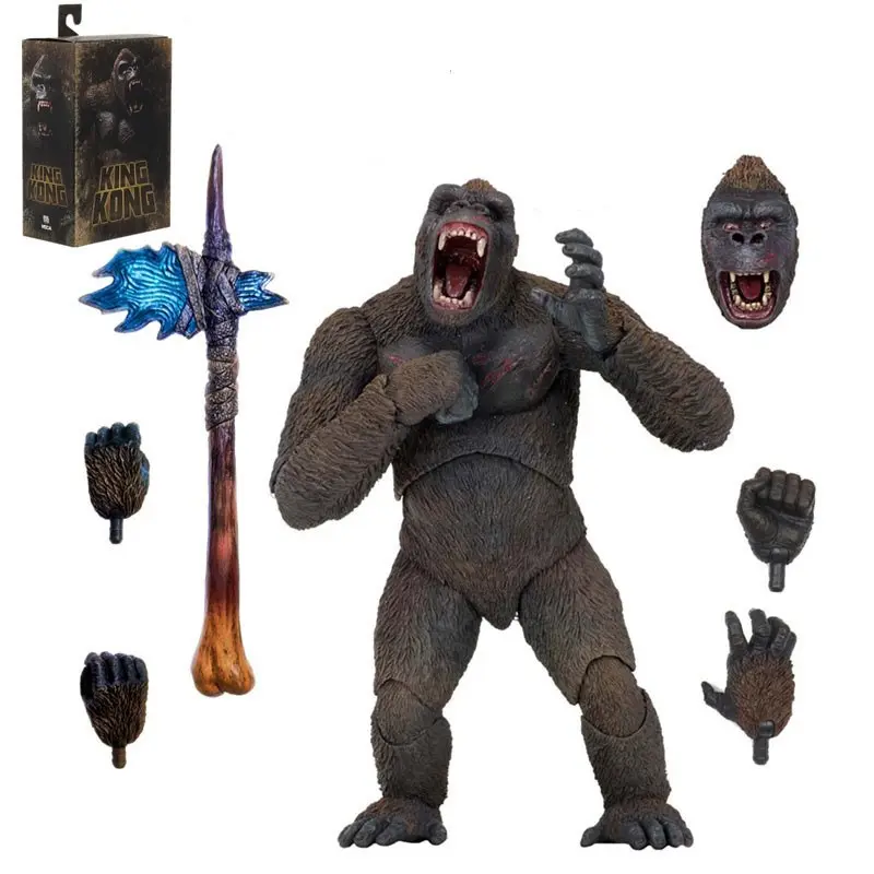 2021 Movie King Kong Axe Gorilla Jointed Doll Figure Model, Desktop Decor, High-End Jointed Version, Halloween Gift, Festival Gift, Articulated PVC Figure
