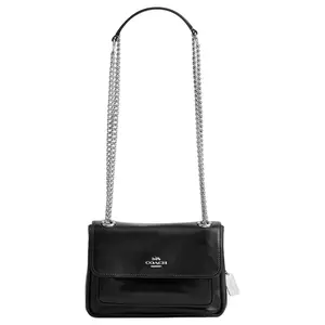 COACH Elodie 18 Crossbody Bag for Women – Magnetic Closure, Leather, Compact Style, Black