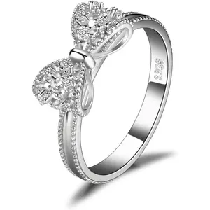 14k White Yellow Rose Gold Plated 925 Sterling Silver Rings for Women, Cubic Zirconia Promise Rings for Her, Stackable Wedding Bands Rings for Women Infinity Forever Love Knot Ring