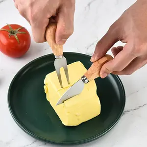 Oak cheese knife set, stainless steel cheese knife and fork set, six-piece cheese knife set, four-piece butter knife set