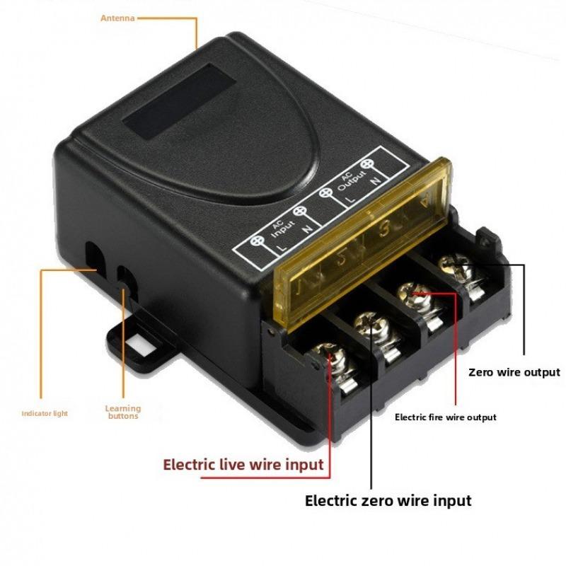 433mhz Universal Wireless Remote Switch, 220v Single Channel Relay Receiver with 2 Transmitters, Garage Door, Electric Curtains, Lighting