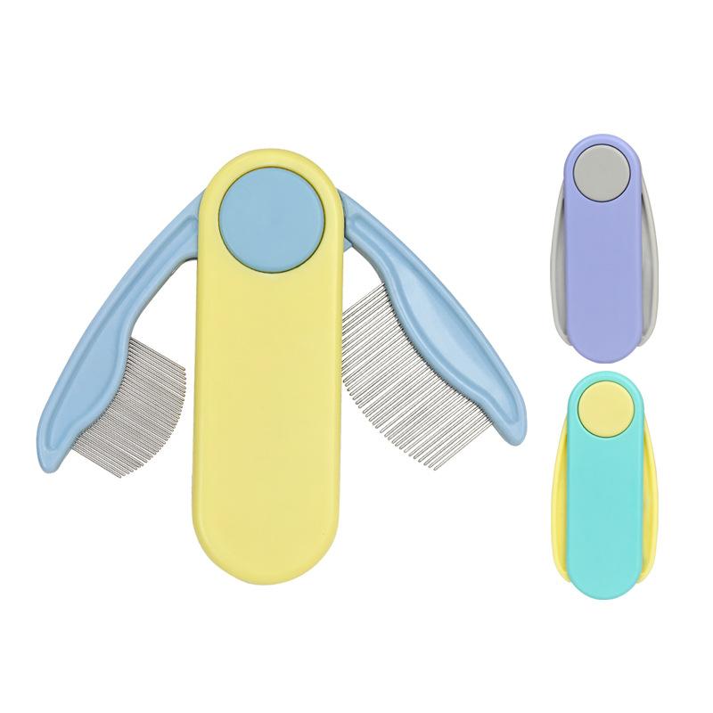 Pet Dog and Cat Flea Removal Folding Comb, Lice Removal Cleaning and Grooming Comb, Dense-Tooth Straight-Row Flea Comb head Portable Hair Roller shedding blade cow scratching brush bag