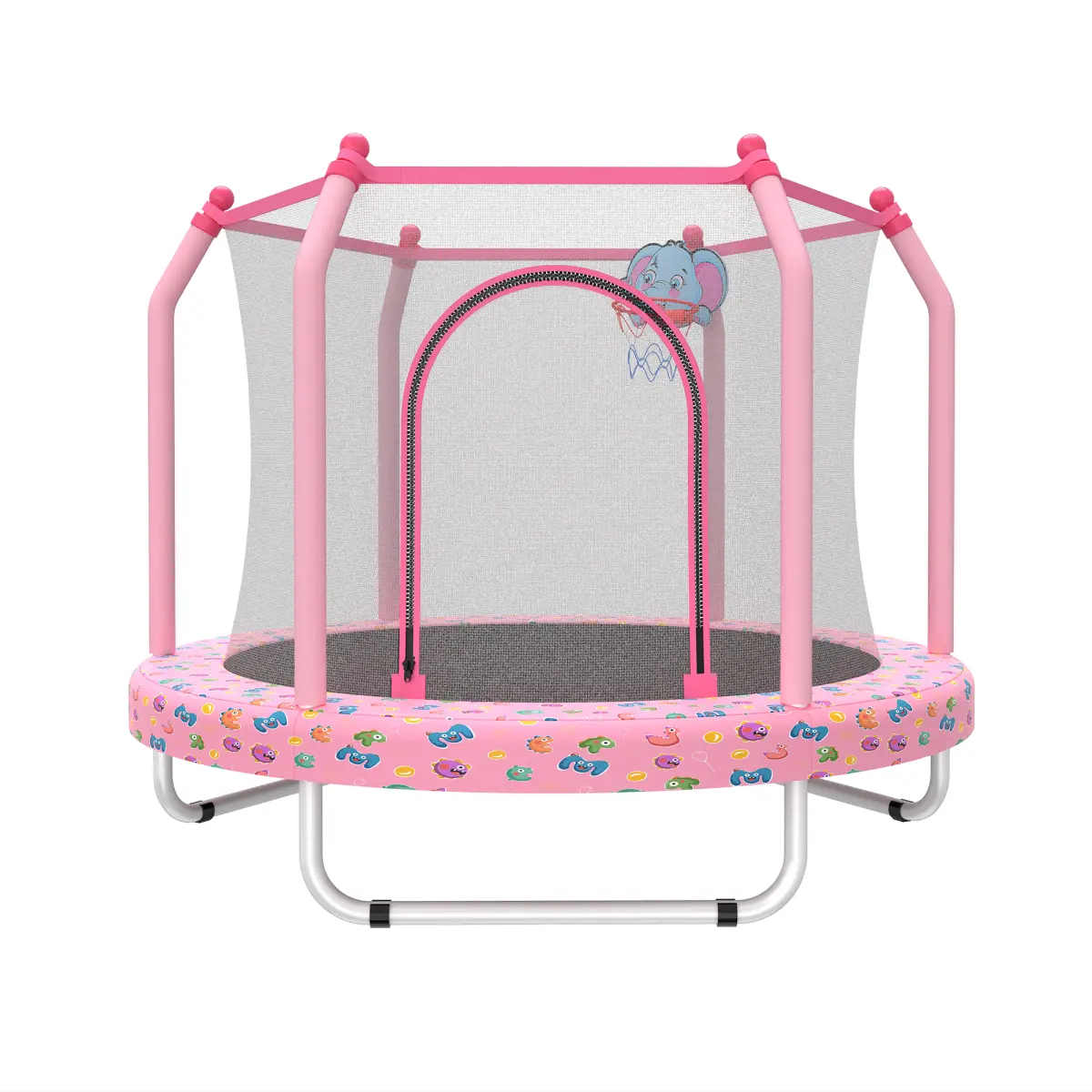Aobtkel 55 In Small Size Toddler Fit Trampoline for Kids, Indoor & Outdoor Use, Equipped with Basketball Hoop