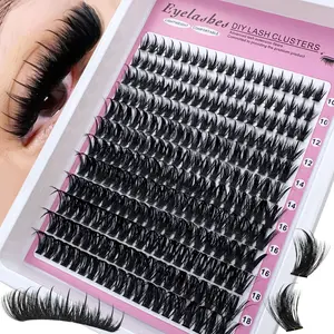 12 row clip fairy 300D/200D/160D/100D/60D, 10-18mm long tufted eyelashes, thick eyelashes, DIY tufted eyelash extension, cartoon tufted eyelash extension suitable for various DIY daily routines