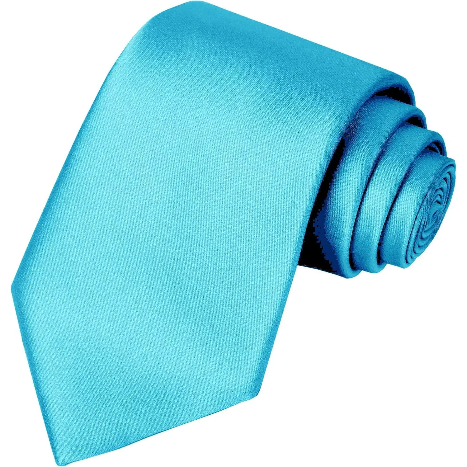 63'' XL Mens Tie Solid Satin Ties Extra Long Turquoise Blue Necktie