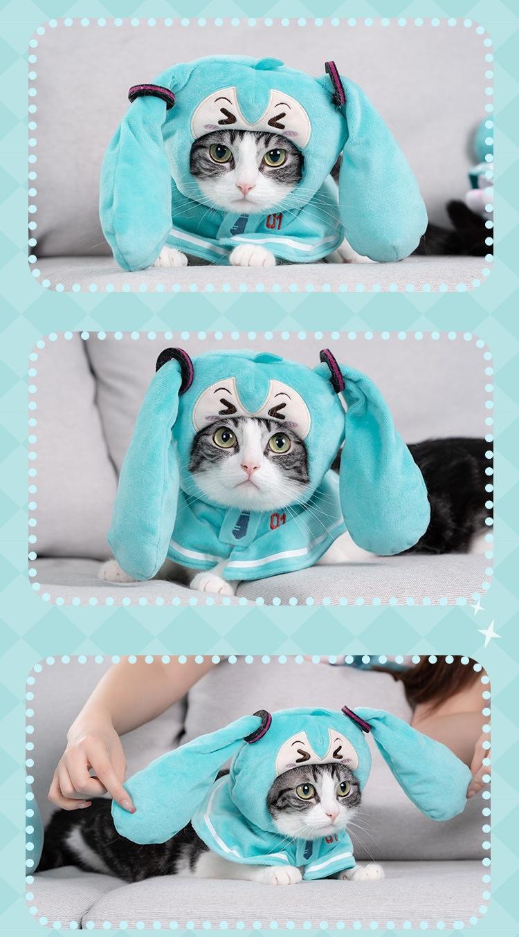 Moeyu Hatsune Miku Squinting Eyes Series Mini Hand Puppet Pet Shawl Blanket Cartoon Cloak Versatile Cute Anime Clothing for Toys