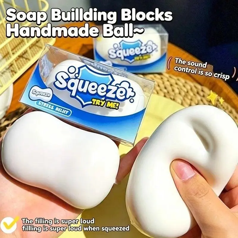 Soap Crunchy Ball Squishy Soap Stress Ball Fidget Toy Crunchy Squeeze Ball Cute Desk Fidget Round Blocks Filled ASMR Anti Stress Toys for Adults Fidget Balls Birthday Gifts For Exam Week