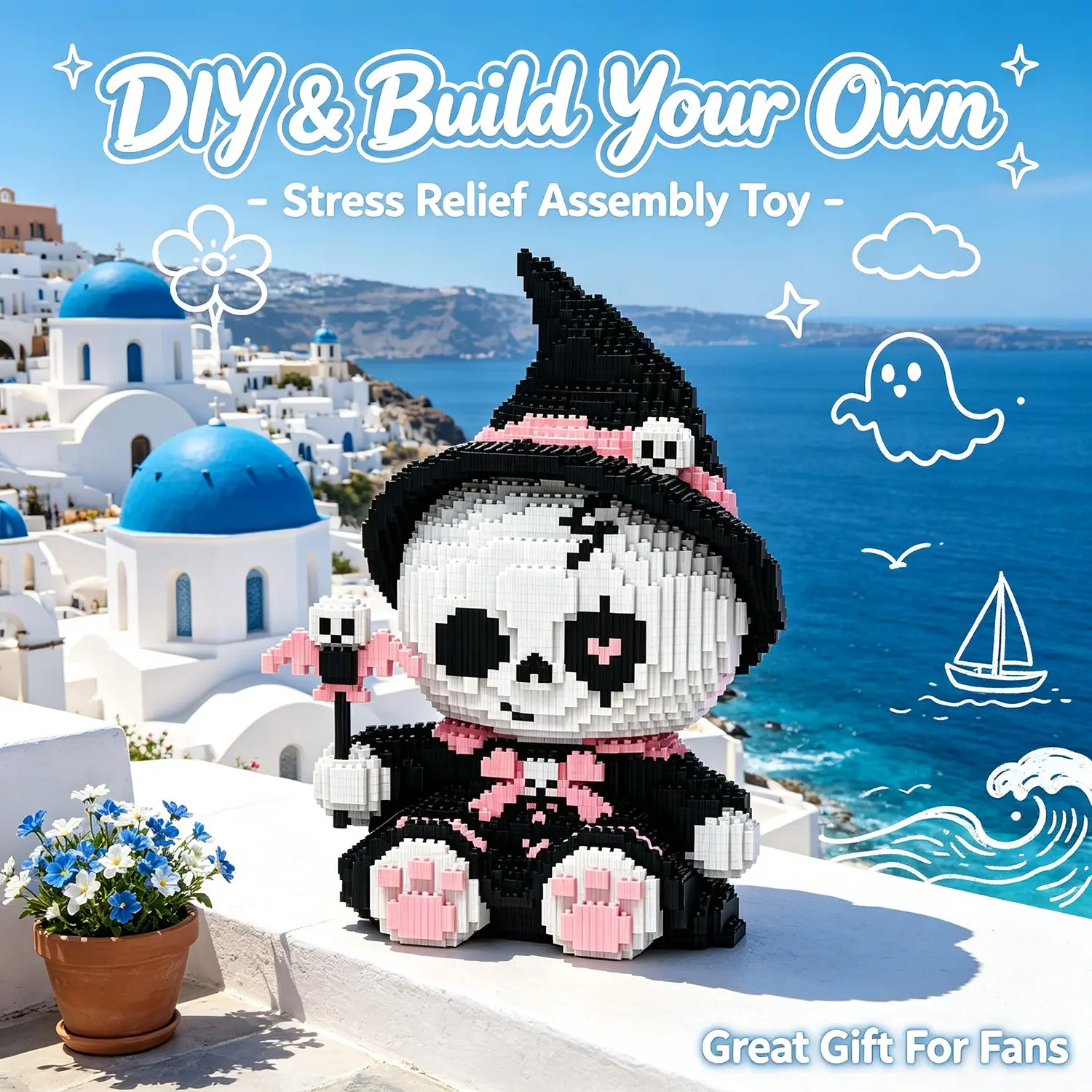 Wizard Hat Magic Wand Panda 3D Puzzle Blocks DIY Construction Puzzle, Home Office Decor, Party Decoration, Ideal Gift, Handmade Craft, Lightweight Statue, Building Block Puzzle