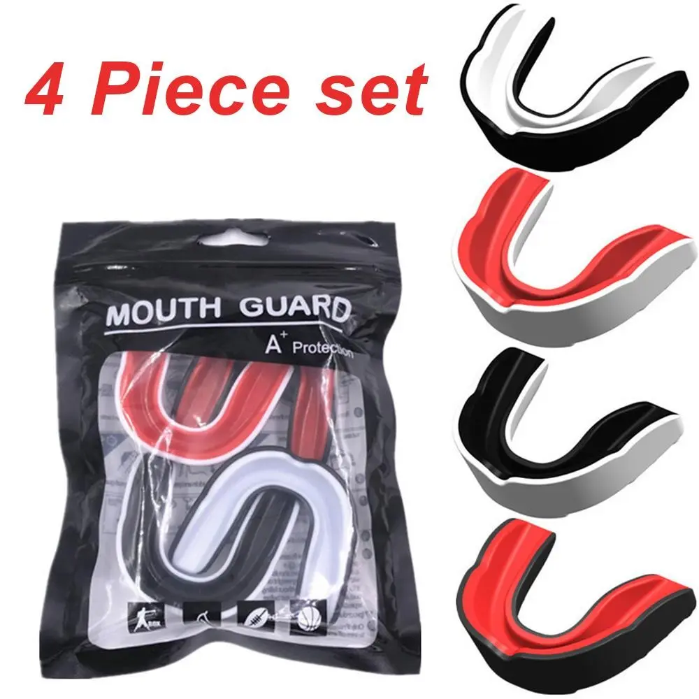 4Pcs Sports Mouth Guard Set with Moldable Custom Fit, Viral Training Gear Designed for Boxing MMA & Rugby Athletes' Daily Workouts, Sports Mouthguards