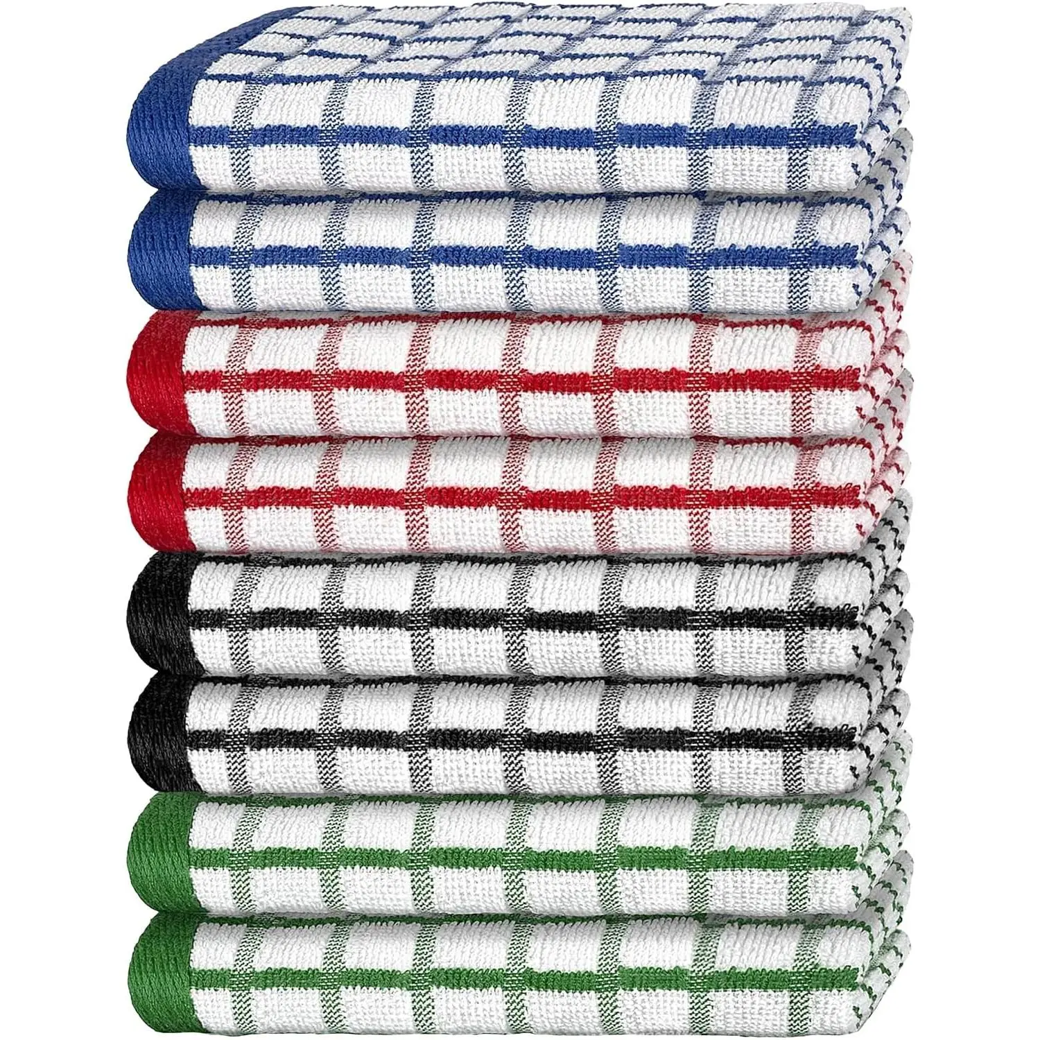Premium Dish Towels for Kitchen, 8 Pack, 16x26 - 100% Cotton Kitchen Towels with Hanging Loop, Ultra Absorbent and Thick 410 GSM, Multicolor