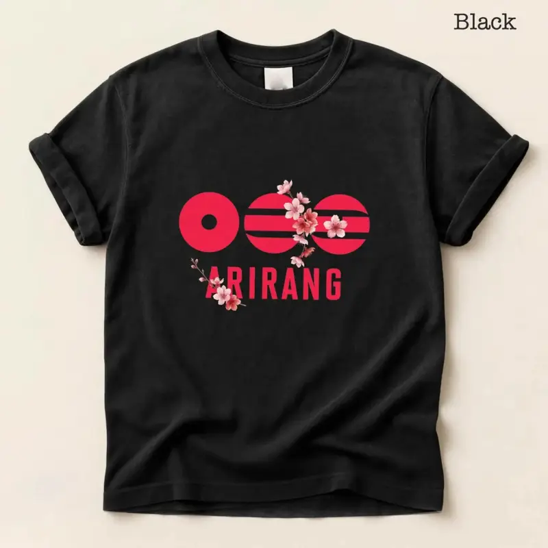 Arirang BTSS Logo World Tour 2026 Shirt, Floral Merch Shirt, Bangtan Merch 2026, Concert Kpop Army, Gift for Kpop, Unisex Cotton Kpop Tees S-5XL Halloween Party T-shirt Unisex Tee, Streetwear Soccer Tee.