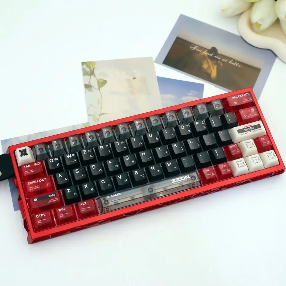 141 Key Retro Mech Korean Letter Keycaps, PC Transparent UV Process, Craftsmanship, Cherry Profile, Compatible with Mx Axes, Fits 61/64/68/87/96/104/108 Keyboards