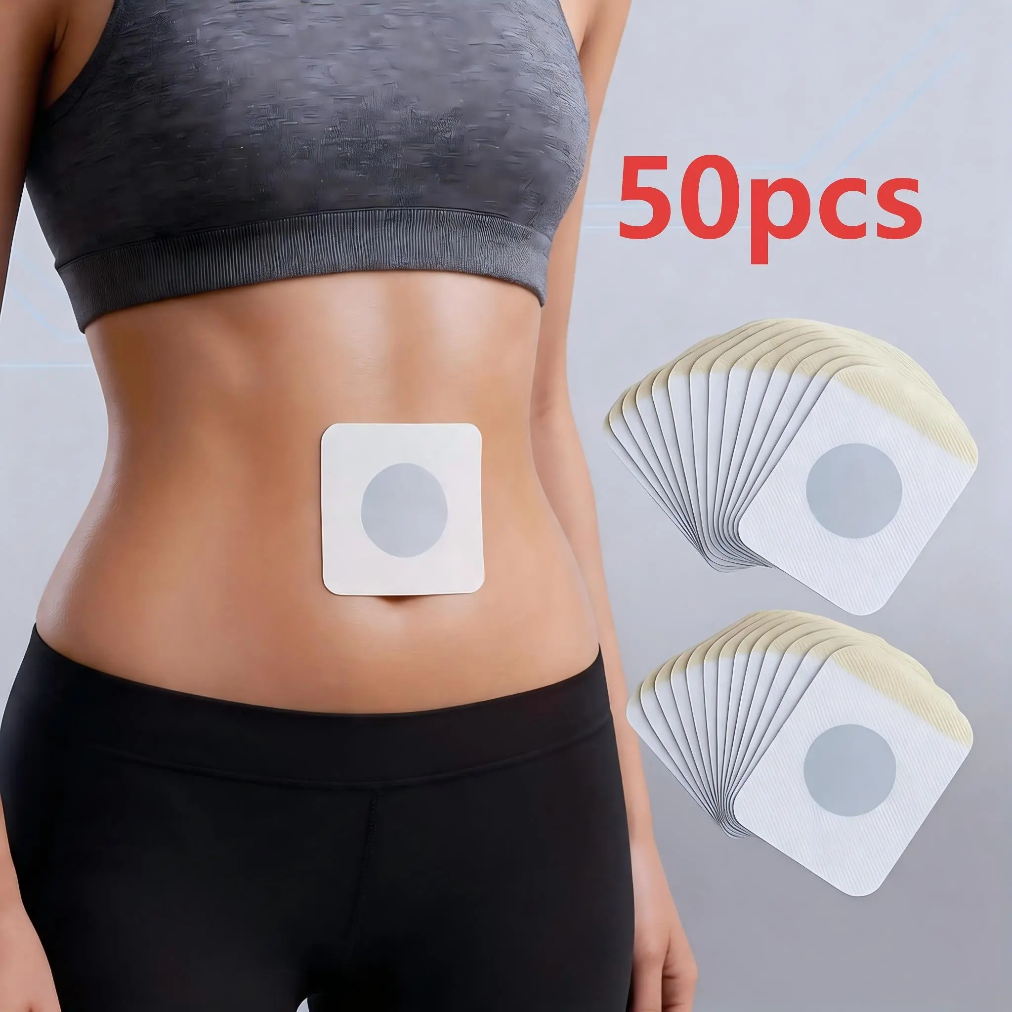 50 Piece Abdomen Shaping Slimmer Sculpting Patch Set, Convenient and Long-Lasting Belly Button Adhesive for Men and Women, Ideal Fitness Workout Companion