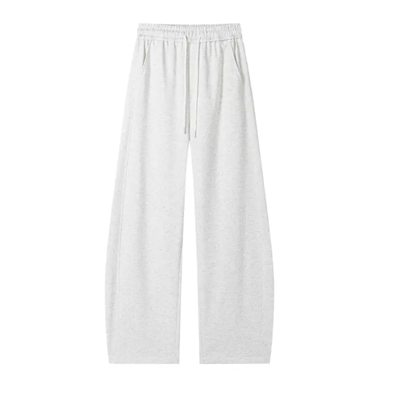 Baggy Jogger Sweatpants for Men, Plain Casual Street Menswear with a Drawstring Tie for Daily Wear, Elastic Waist, Cotton Blend, Loose-Fit, Solid Plain, Wide-Leg Cut