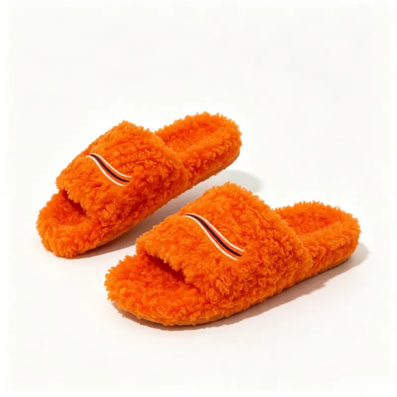 Unisex Casual Slide-On Slippers, Windproof Warm Plush Lined Cotton Mules with Thick Non-Slip Sole for Indoor/Outdoor Daily Wear, Indoors/Outdoors