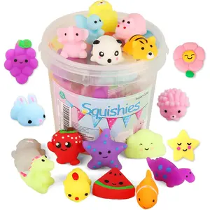 24pcs Kawaii Squishies Mochi Toys for Kids Party Favors Mini Stress Reliever Anxiety Toys with Storage Box Easter Basket Stuffers