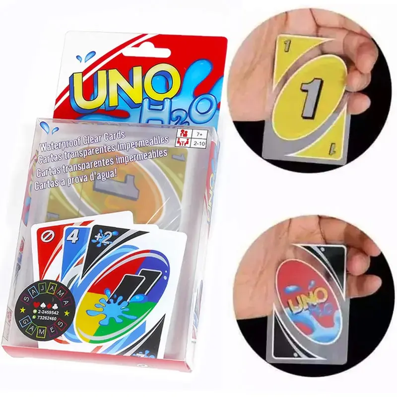 Essential for summer pool parties, H2O card game, clear water splash-proof, pressure leak-proof, Waterproof cards, PVC plastic transparent children's toy, toy UNO card, board game, birthday gift, multiplayer table game