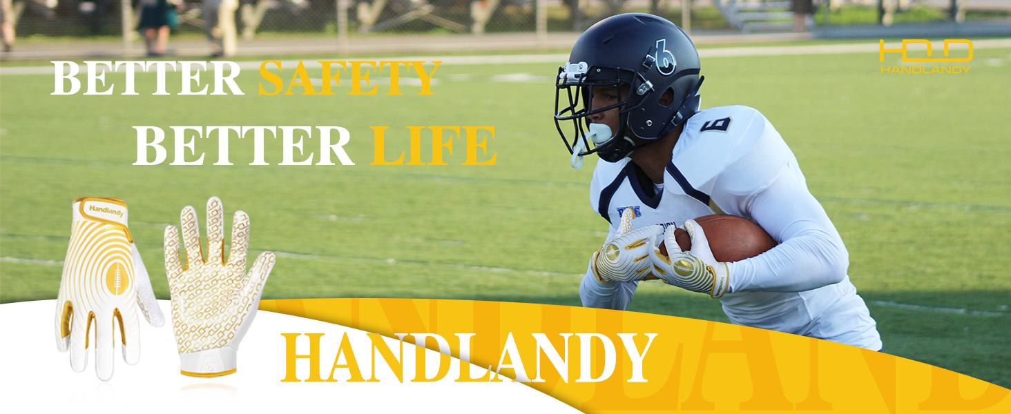 AGS HANDLANDY Youth Football Gloves, Kids Sticky Receiver Gloves,Super Grip Football Glove Best Gift for Boys,Girls