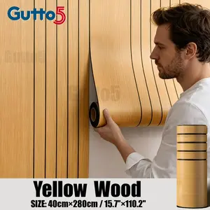 Pack of 2/4 rolls, Gutto5， Concave convex wood grain self-adhesive wallpaper, easy to operate, easy to cut, peel and paste, easily completed by one person, suitable for TV background, living room, bedroom wall decoration, room renovation, DIY decoration