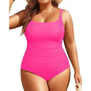 Aqua Eve Women's Plus Size One Piece Swimsuit- Tummy Control Bathing Suit Ribbed Square Neck Swimwear 2026 DealsForYouDays