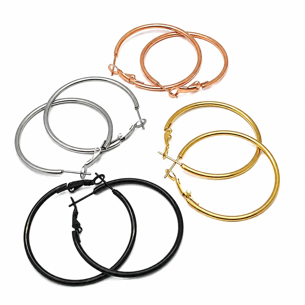 Premium 316L Stainless Steel Large Hoop Earrings with Smooth Spring-Loaded Shrimp Hook Closure – Hypoallergenic, Lightweight, and Comfortable for Daily Wear or Special Occasions