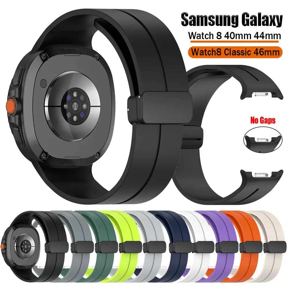 Magnetic Buckle Silicone Band For Samsung Galaxy Watch 9 44mm/40mm 8 44mm/40mm 8 Classic 46mm Rubber Watch Strap Bracelet Fashion Replaced Strap Luxury Band Belt