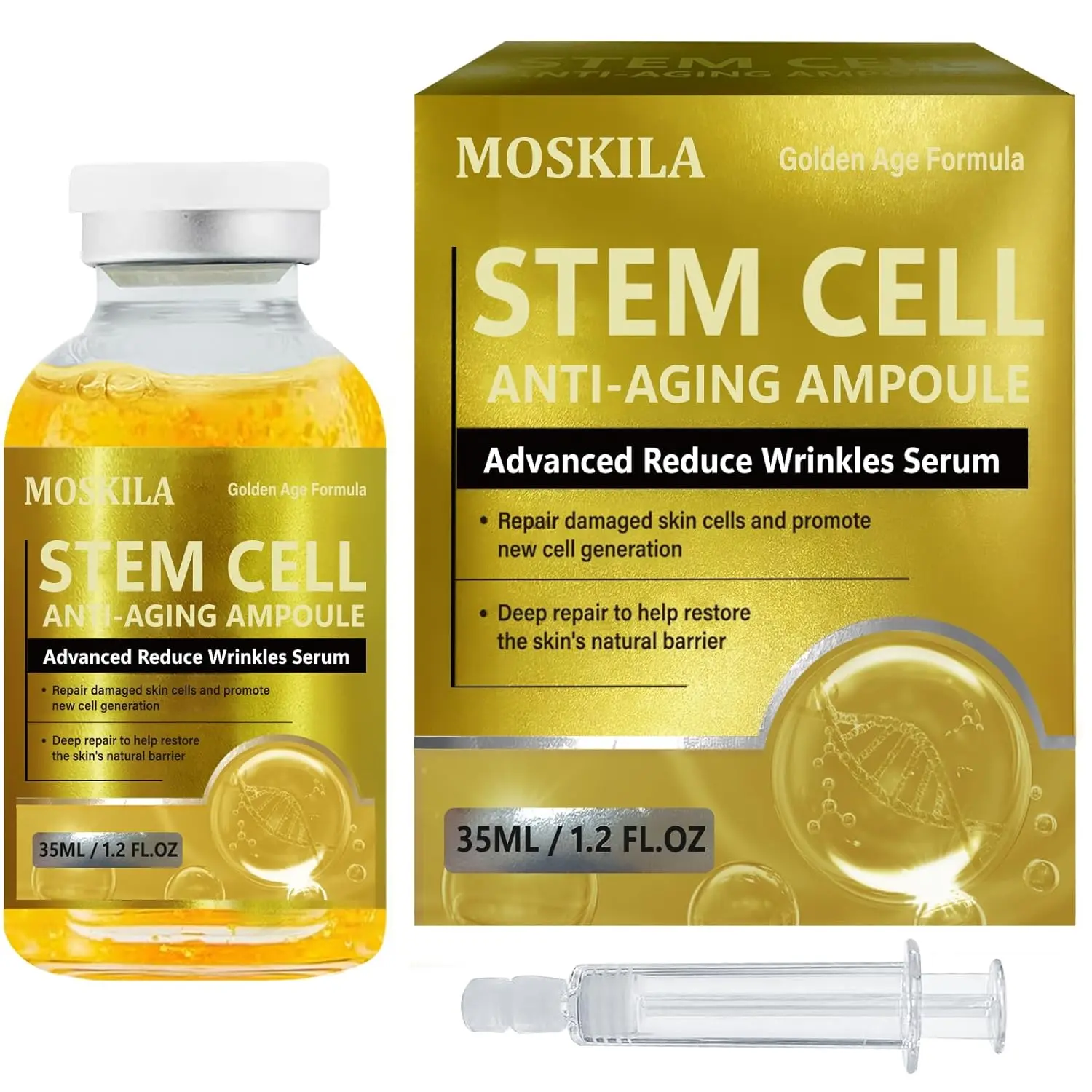 Stem Cell Microneedling Serum – Hydrating Anti-Aging Facial Ampoule for Fine Lines & Wrinkles, Skin Renewal Support, Helps Improve Appearance of Scars, Suitable for Use with or Without Derma Roller, 1.2 fl oz