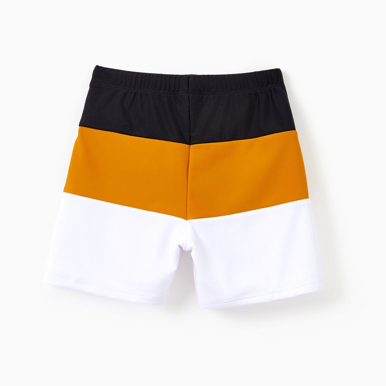 PatPat Family Matching Swimsuit Colorblock Swim Trunks Shorts or Cut Out Waist One-Shoulder One-piece Swimwear Bathing Suit Spingtok