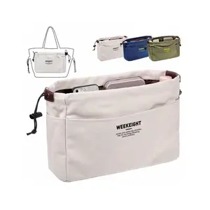 Large Canvas Drawstring Organizer Bag - Lightweight Travel Storage Pouch for Cosmetics Electronics Accessories, Casual Everyday Travel Essentials