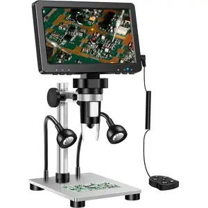 7 inch  Microscope, DM9 7" Digital Microscope: 1080P 1200X  Microscope Magnifier, 12MP Ultra- Focusing LCD Soldering Microscopes for Adults, PC View