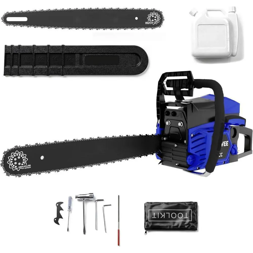52CC 2-Stroke Metal Top Handle Gas Chainsaw with 20-in Guide Bar, Ergonomic Non-Slip Handle, Chain Tensioner, Anti-Vibration System, Dual Fuel Tank Structure, Leak-Proof Construction, Quick-Start, Enhanced Control Precision for Wood Cutting, Tree Trimming