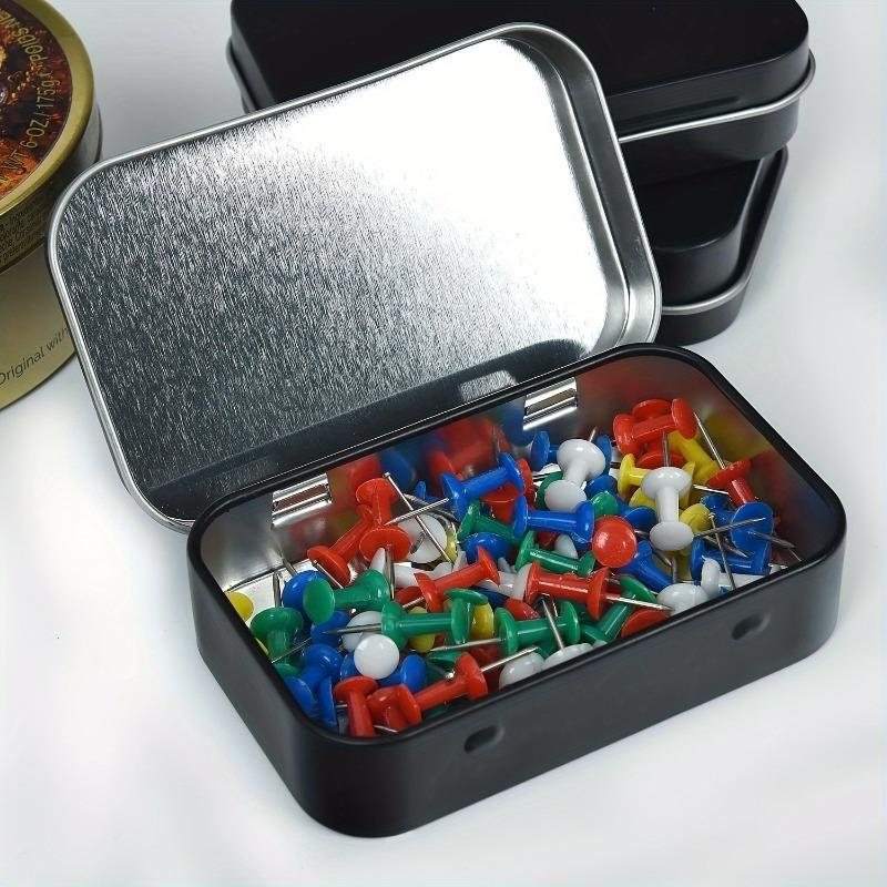 Rectangular Storage Tin Box, 12pcs/set Mini Portable Empty Hinged Tin, Small Storage Container, Home Organizer for Drawing Pin Candies Jewelry Crafts, Durable Reinforced Organizer