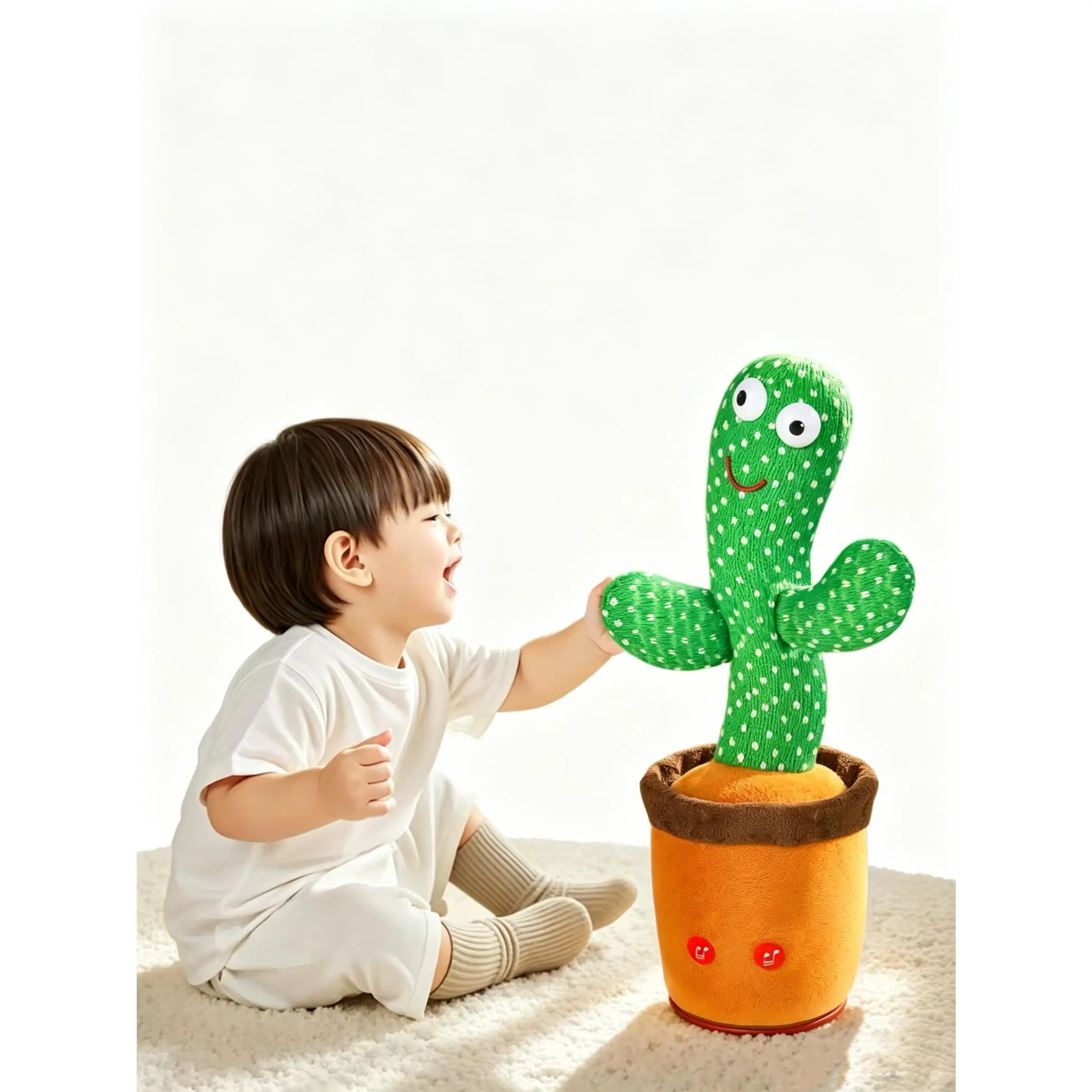 Jinchen Toys Baby and Cactus Toy - Glowing Plush Early Years Interactive Early Education Item with Twists & Sings, Talking Feature for Baby Soothing