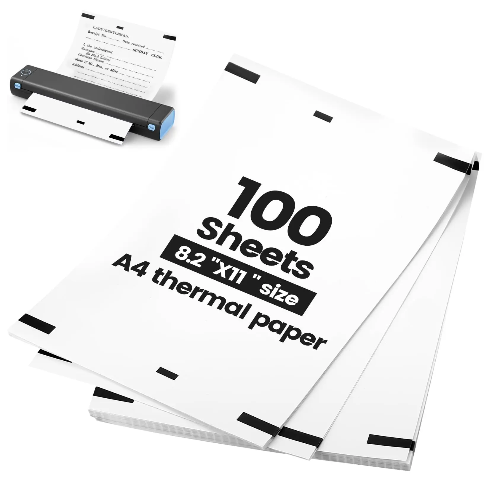 100 Sheets A4 Thermal Paper, Foldable Printable Paper, Compatible with Portable Thermal Printers, Ideal for Learning, Office, Home Use, Office Stationery Supplies