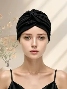1pc Stretchy Beanie Turbans for Women, Soft Pre Tied Knot Chemo Turban, Head Wraps for Women, Sleep Hats, Comfortable and Stylish, Head Scarf Turbans