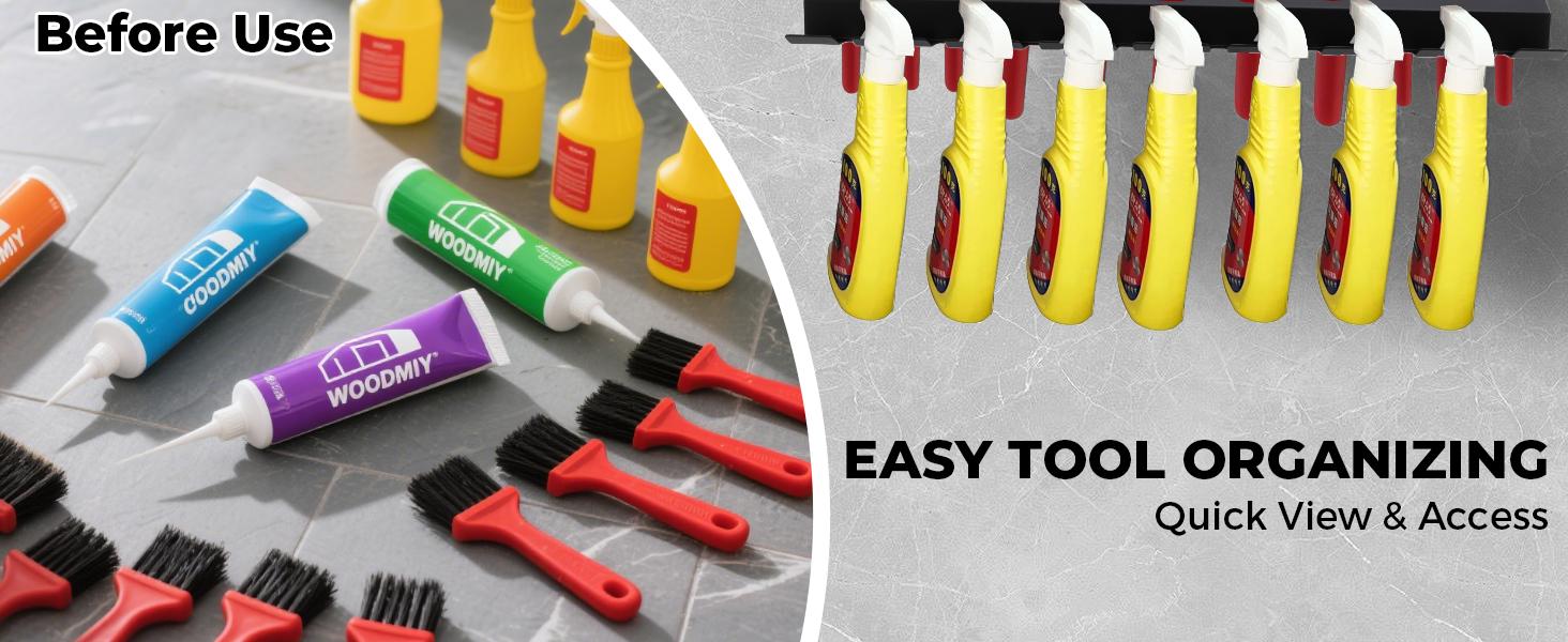 Wall Mounted Spray Bottle and Detailing Brush Holder, Spray Bottle Rack and Wall Tool Organizer for Car Detailing, Auto Detailing Bottle Holder