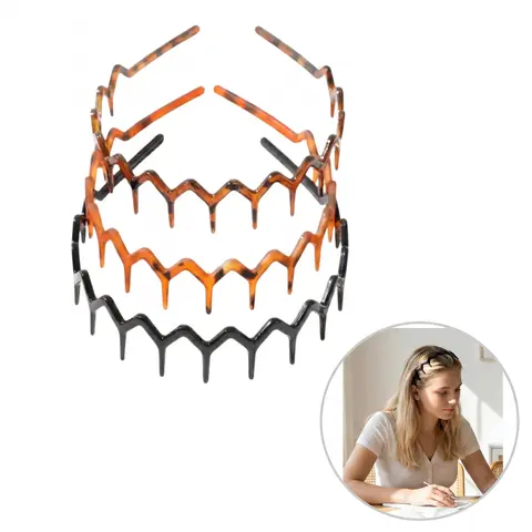 3 Pcs Women's Hairbands with Teeth Anti-Slip Wave, Vintage Simple Headband, Suitable for Face Washing and Skincare, Fashion Accessory for Women, Zig Zag Headband-YY0