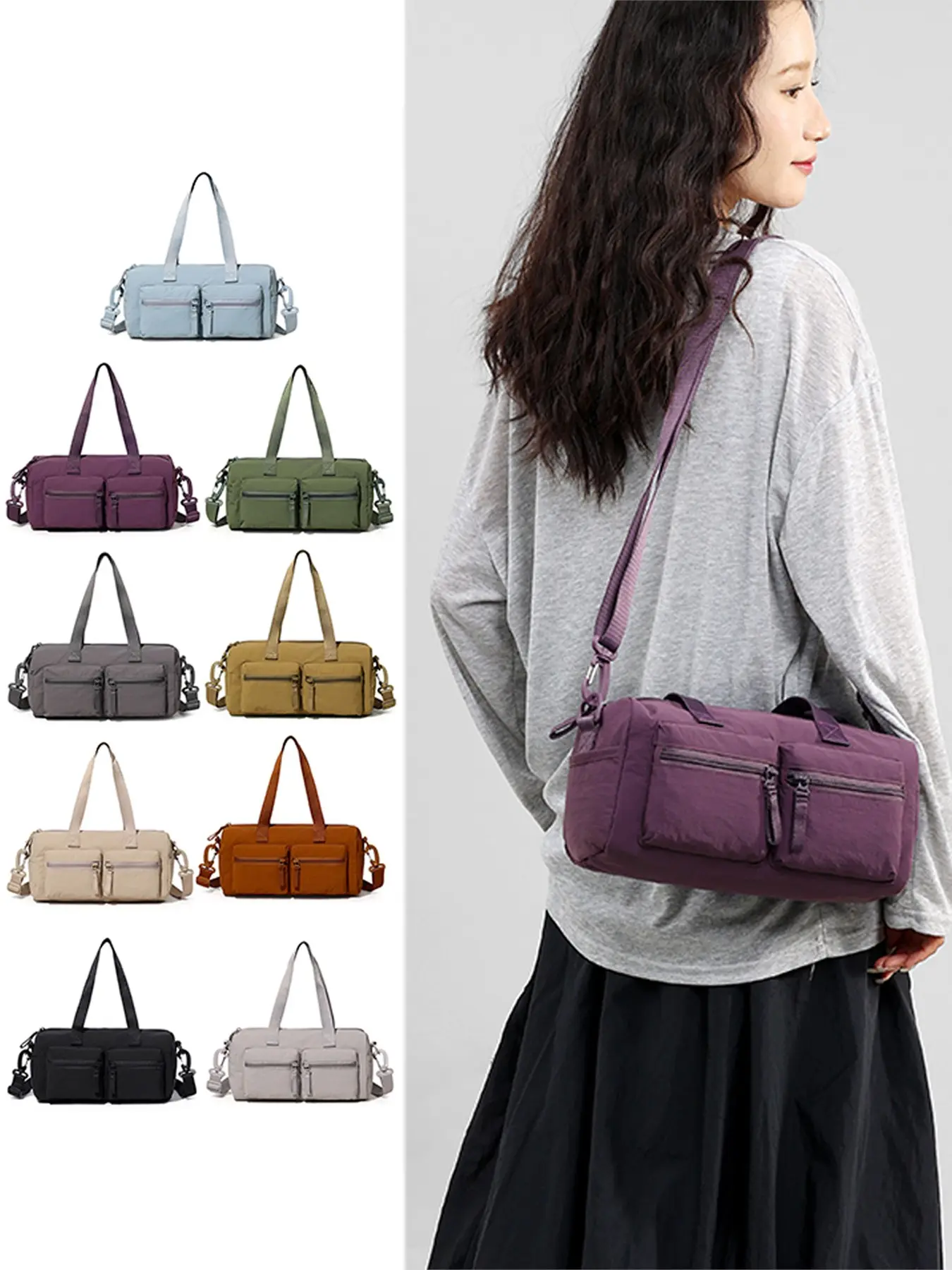 Simple and casual multi-pocket crossbody bag, lightweight with three ways to carry: handheld, shoulder, or crossbody. Multiple external pockets make it convenient for storage, perfect for daily commuting, shopping, or short trips, stylish and versatile.