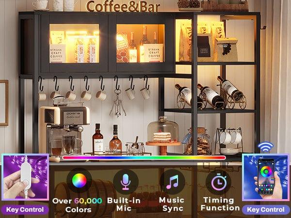 Sikaic 45.3 Inches Farmhouse Coffee Bar with Power Outlet Black Sideboard Buffet Cabinet Sideboard Storage Cabinet Sikaic 45.3 Inches Farmhouse Coffee Bar with Power Outlet Black Sideboard Buffet Cabinet Sideboard Storage Cabinet