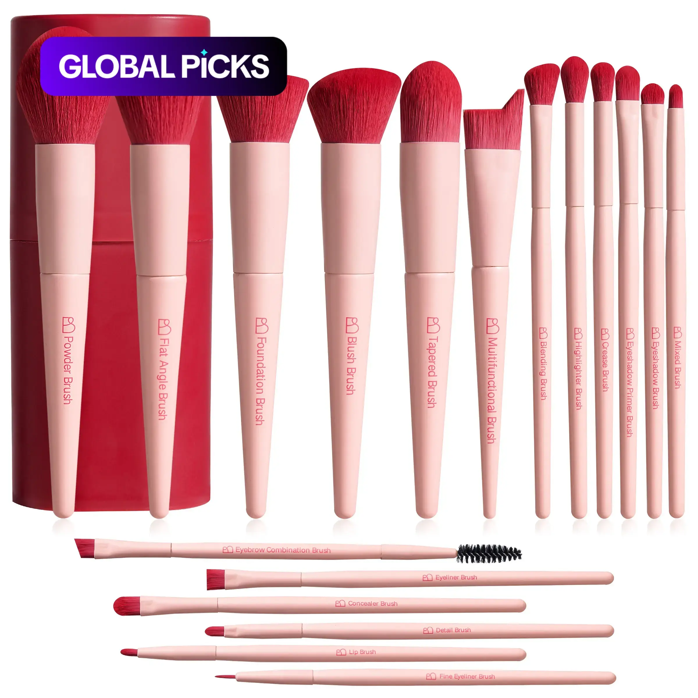 18-Piece Professional Makeup Brush Set with Storage Holder, Soft Cosmetic Brush Kit for Foundation, Loose Powder, Blush, Concealer & Eyeshadow, Beginner-Friendly Makeup Tools, Essential Cosmetic Brushes #GLOBAL PICKS