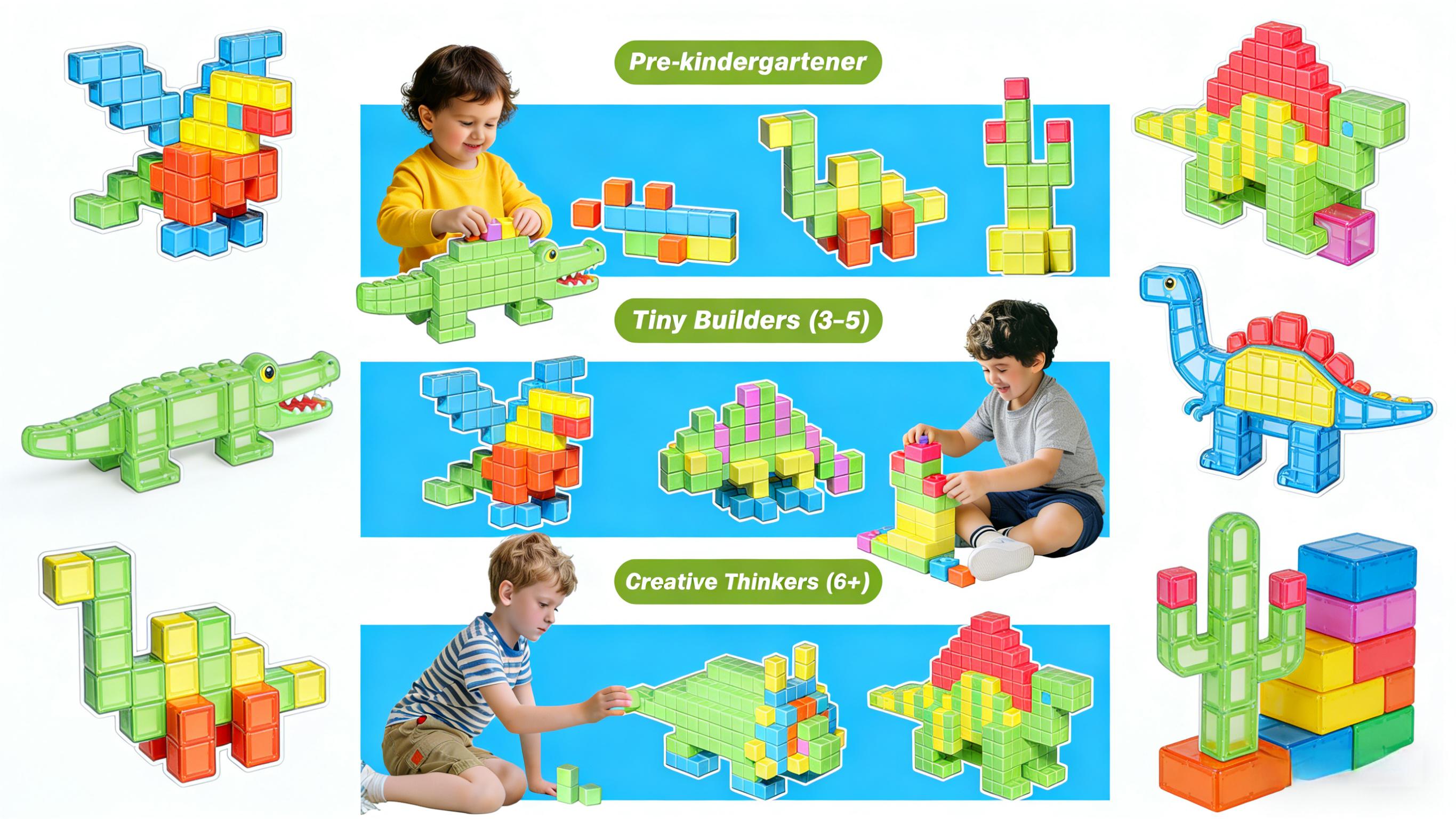 Magnetic Blocks for Toddlers Toys, Magnetic Building Cubes Toy for Sensory STEM Autism Education Preschool, Sensory - Montessori - Autism - Magnetic Toys for Kids Ages 3-5 4-8