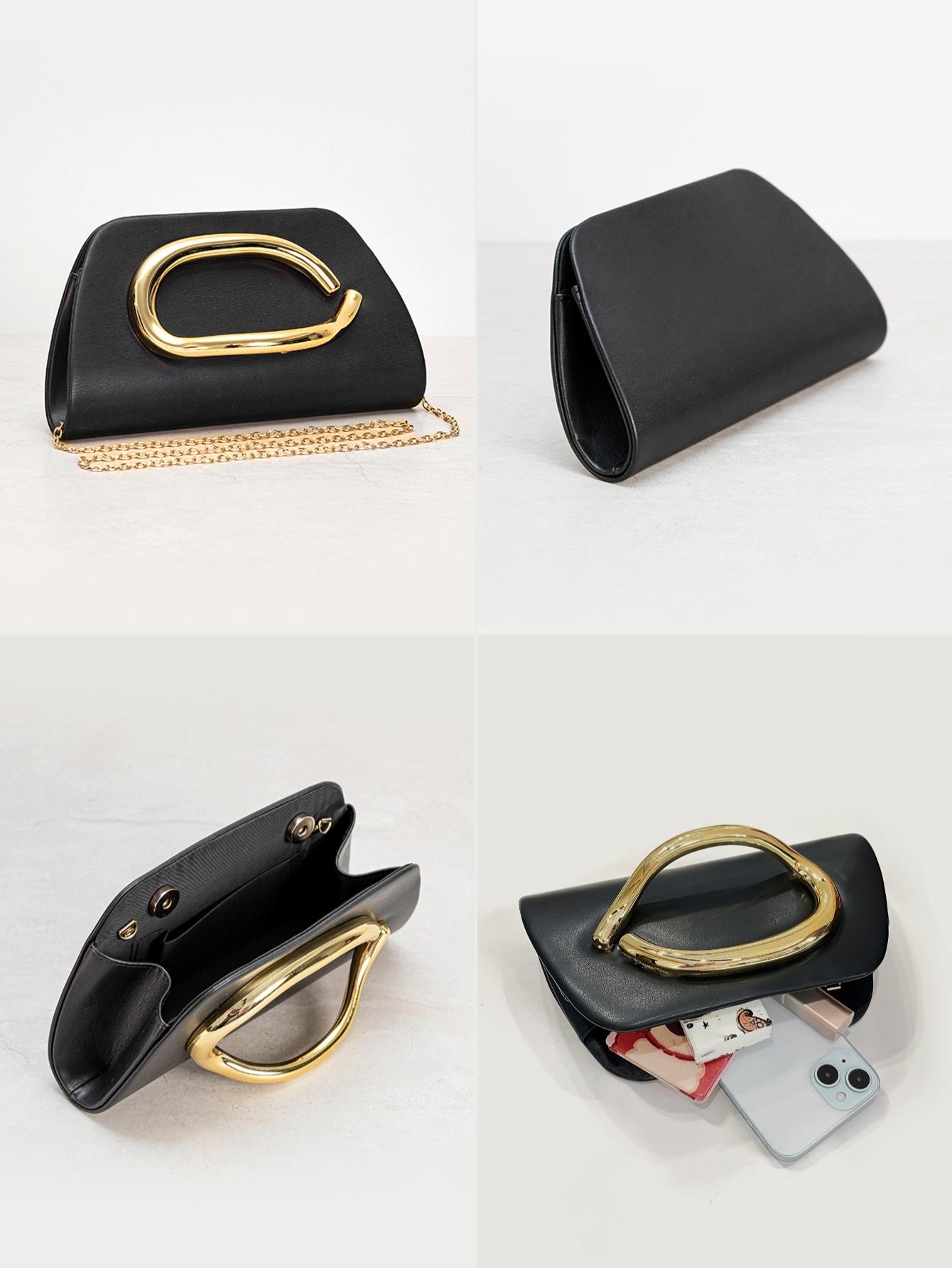 Elegant Women's Evening Clutch Bag, Detachable Shoulder Strap, Smooth Metal Decorations, Magnetic Closure, Perfect for Festivals & Parties, Elegant Stylish Purse