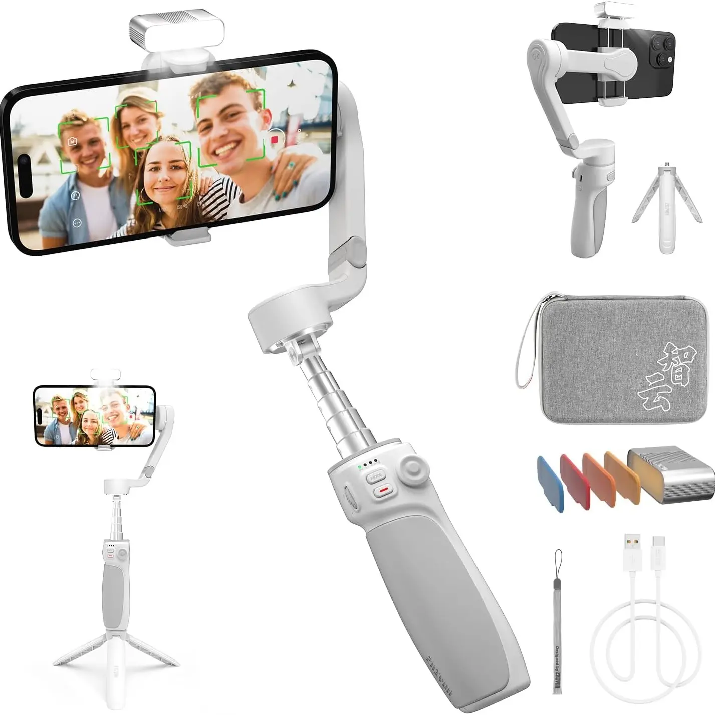 Zhiyun Smooth Q4 Gimbal Stabilizer, 3-Axis Smartphone Gimbal, Foldable and Portable, Android and iPhone Compatible, Vlogging Stabilizer