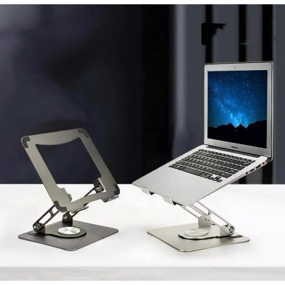 Metal 360-Degree Rotating Laptop Stand - Adjustable Height Ergonomic Bracket with Heat Dissipation for Laptops, Desktop PCs | Electronics Accessory