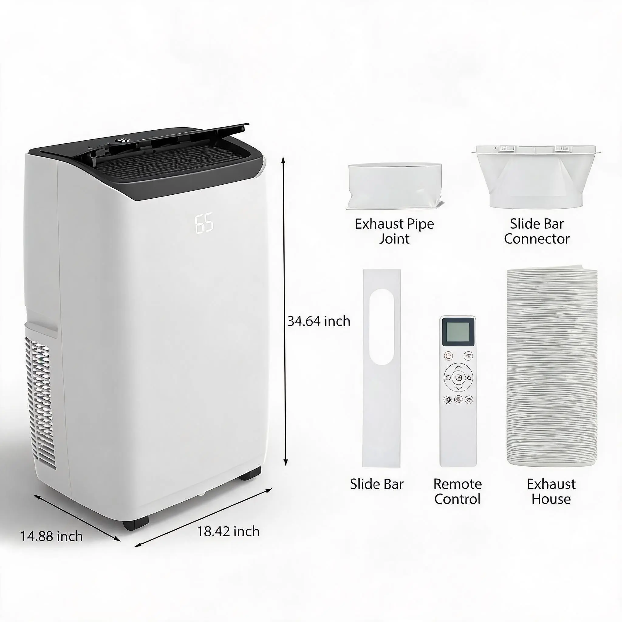 14000 BTU Portable Air Conditioner - 3-in-1 AC Unit with Cooling, Dehumidifier, Portable Fan - Covers Up to 750 Sq.ft - Includes Remote Control, 24H Timer, Washable Filter, Window Kit, Rolling Wheels