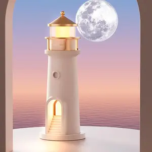 Lighthouse Design Night Light, USB Rechargeable LED Desktop Lamp, Novelty Lighting for Bedroom, Living Room, Study Room