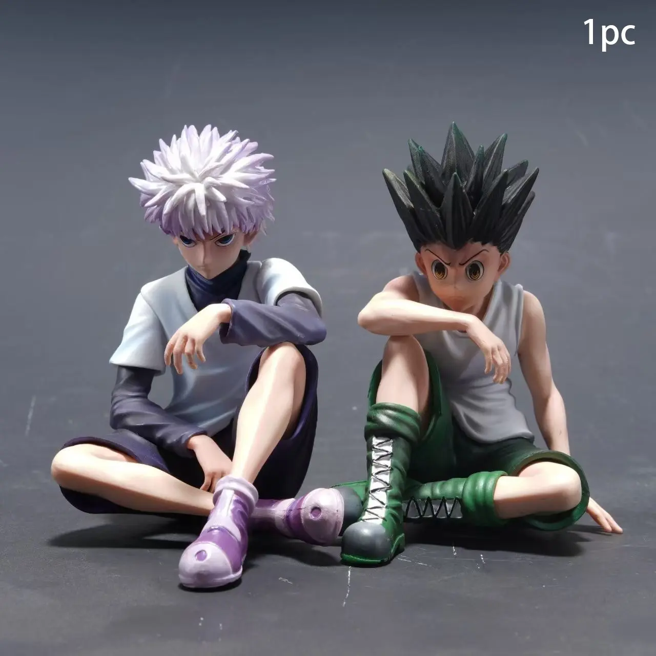 Full-Time Hunter Gon & Killua Sitting Figure, 11cm Anime Collectible Statue, Secondary Dimension Animation Merchandise, Display Ornament