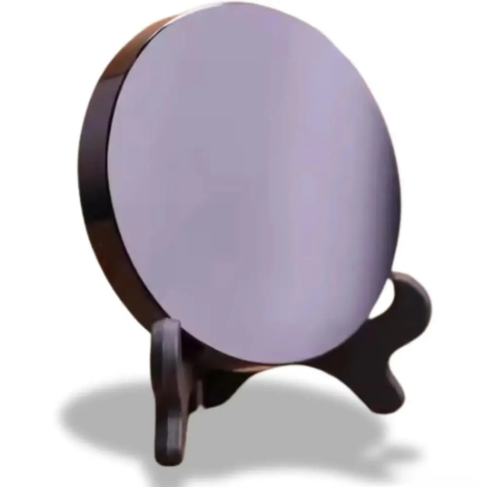 2026 New Polished 3.15in Genuine Volcanic Obsidian Mirror Set - Durable Luggage Bag Charm Accessory, Wooden Stand, Velvet Pouch, Protective Glass, Healing Crystal for Meditation, Rituals, Home Decor (Ideal Gift)