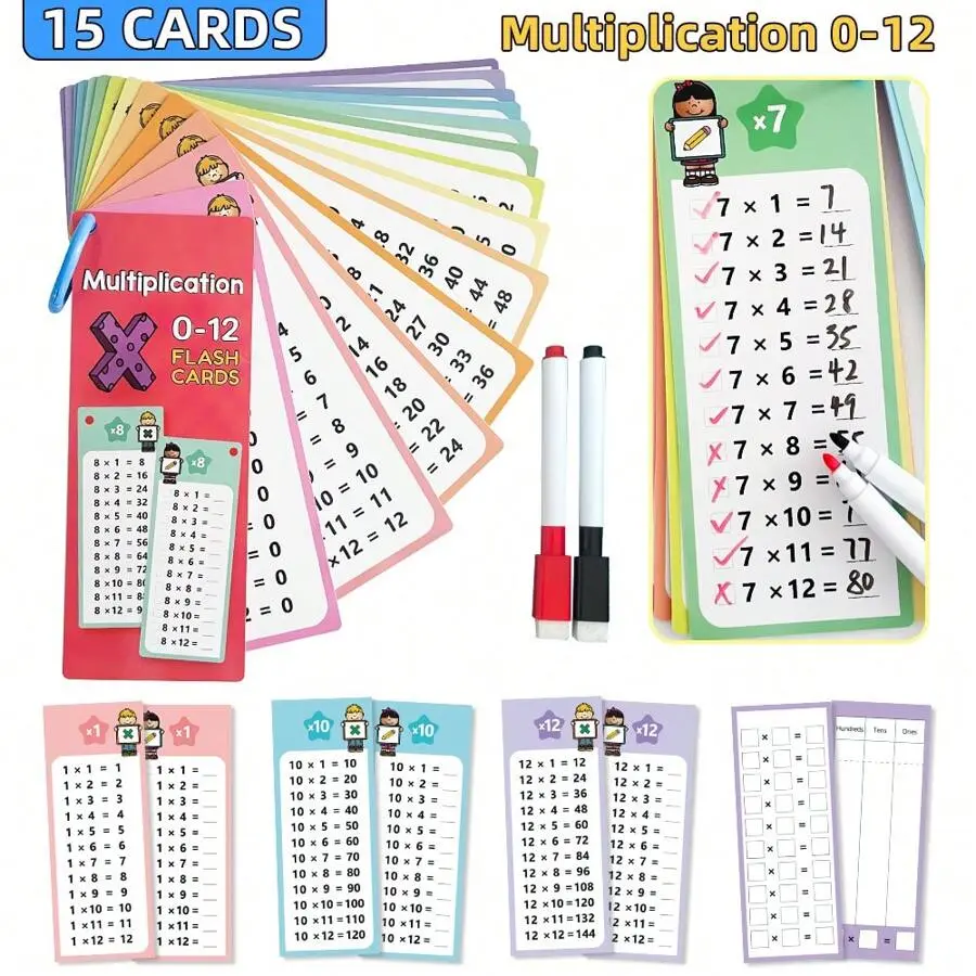 Laminated Math Flash Cards 0-12 Facts |   Operations Bundle |   Classroom Homeschool Learning Aids |   Teacher Resources & Arithmetic Games Ages 3+